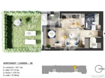 Apartament 1 camera zona de Nord - 43.09 mp utili si curte