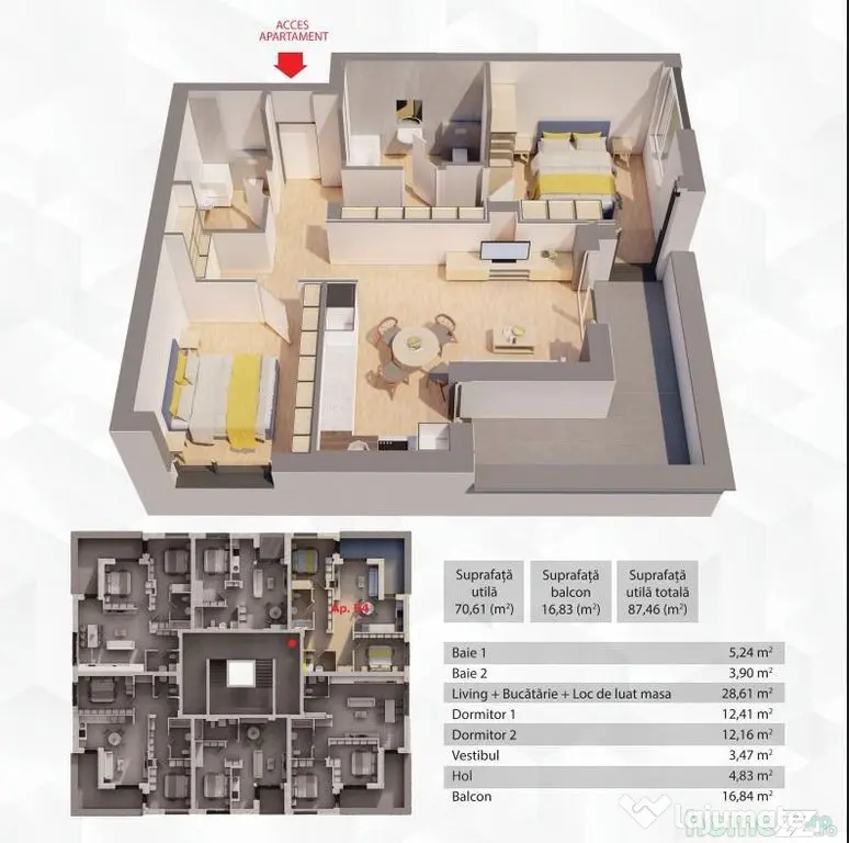 Penthouse 3 camere ARED - 104mp