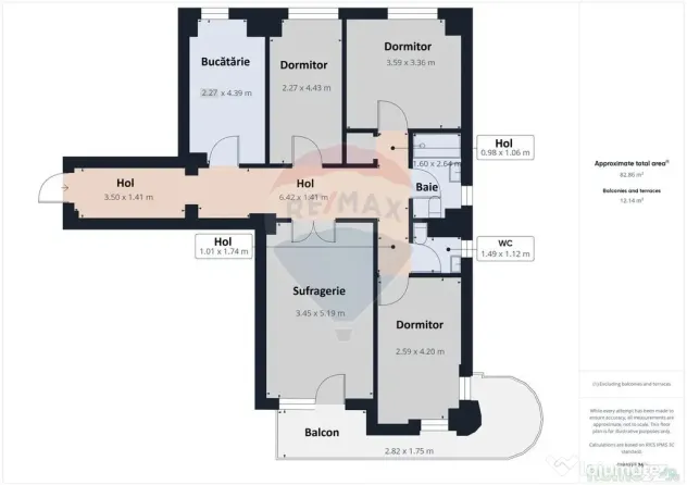 Apartament 4 camere, 84 mp, Centru Civic