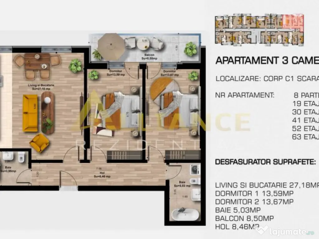 2 minute Metrou Berceni Ap 3 camere 80 mp