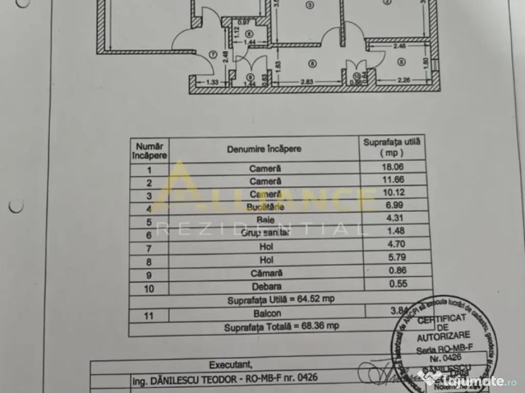 3 CAMERE DECOMANDAT ETAJ 1 – 450M METROU APARATORII PAT...