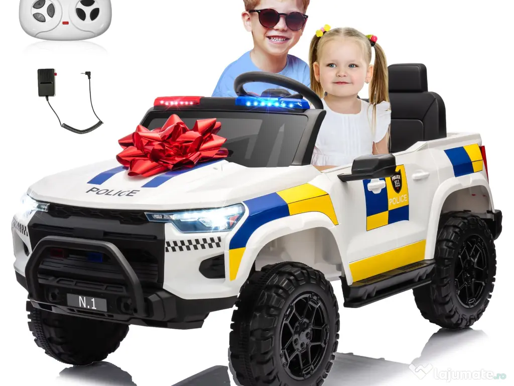 Masinuta electrica pt 2 copii Kinderauto Police Patrol 4x200w, 24V White