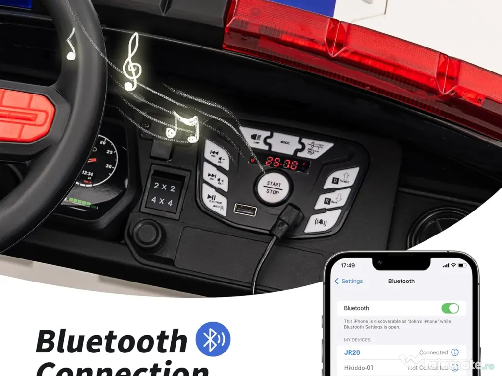 Masinuta electrica pt 2 copii Kinderauto Police Patrol 4x200w, 24V White