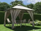 Pavilion CORT Umbrela Cadru Metal Gradina Terasa Curte Evenimente Bej 3x3x2.8 M