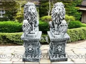 Set 2 statuete leu cu socluri, gri antichizat, S2-S87. 