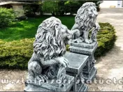 Set 2 statuete leu cu socluri, gri antichizat, S2-S87. 