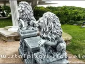 Set 2 statuete leu cu socluri, gri antichizat, S2-S87. 