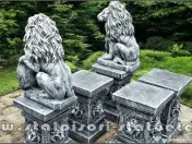 Set 2 statuete leu cu socluri, gri antichizat, S2-S87. 