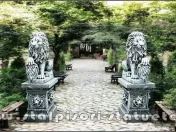 Set 2 statuete leu cu socluri, gri antichizat, S2-S87. 