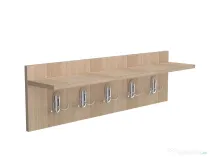 Cuier de perete cu 5 agatatori si polita, 70x25cm