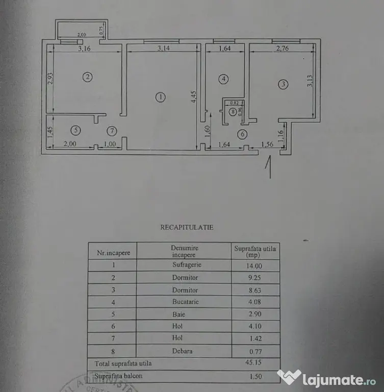- Apartament 3 camere confort 2, Obor, etaj 2.