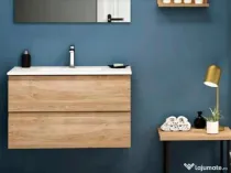 Set mobilier baie dulap+lavoar 80 cm stejar MDF calitate premium made in Spain