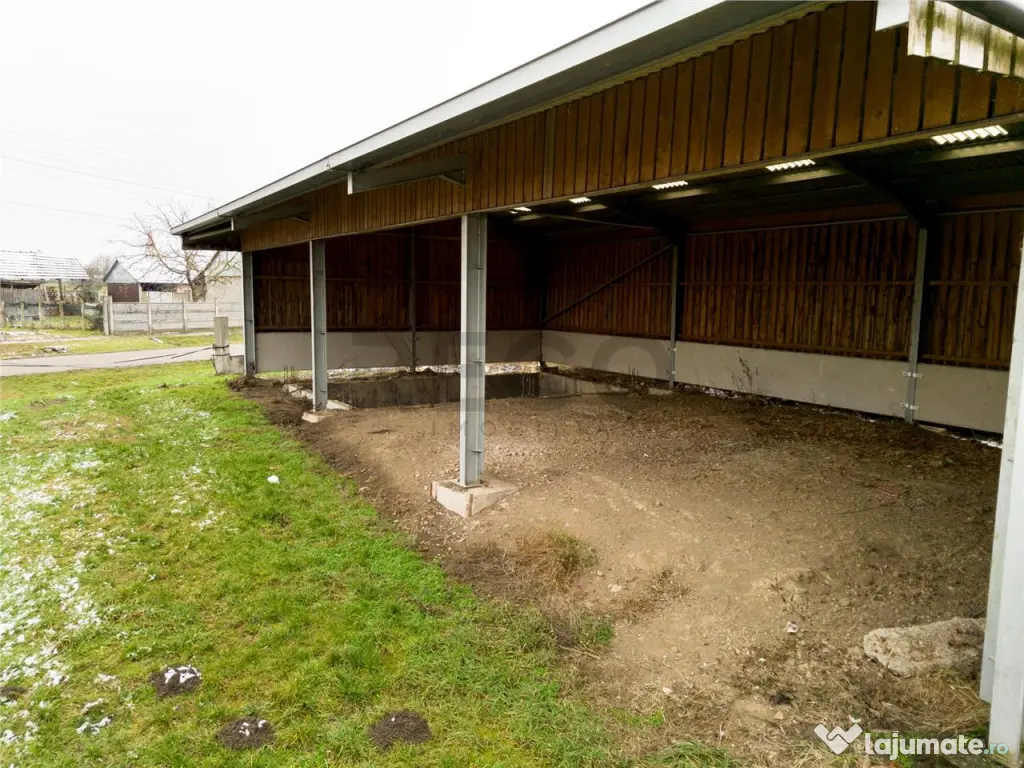 RECO . Teren intravilan cu hala metalica in Roit .