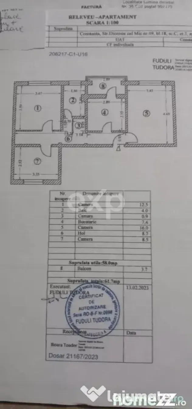 De vânzare apartament 3 camere, et 3/4, zona Inel1, Constan