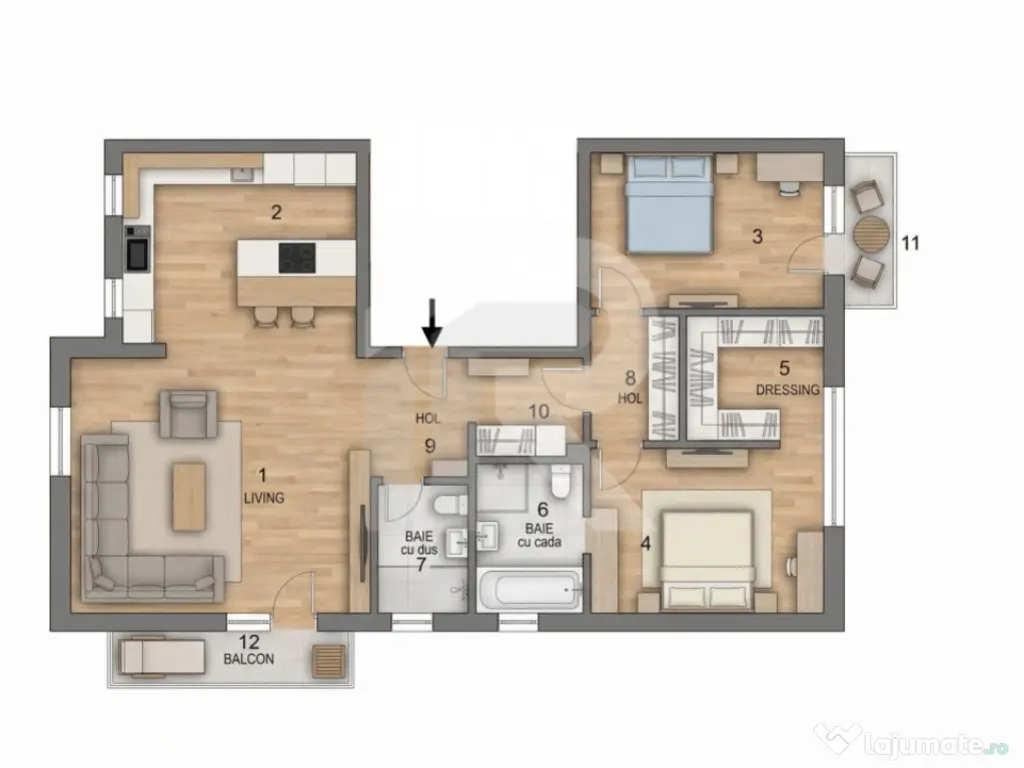 3 camere - 102 mp utili - 2 parcări, lângă Pădurea Băn