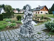 Statuetă țărăncuța la pompă, gri patinat, model S105. 