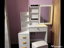 Set Birou Machiaj LED + Scaun - GATA MONTAT (Economisiți 4h de asamblare)
