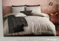 Set Lenjerie Pat "Pom Pom Silver" Double  Design Modern Textură Fină Nou/Sigilat 