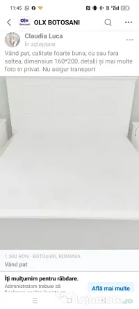 Pat matrimonial din MDF vopsit 