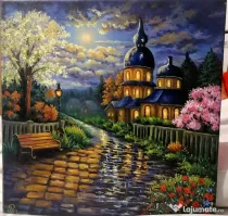 Tablou ulei la margine de drum