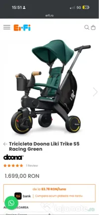 Tricicleta Doona Liki Trike S5 Racing Green 