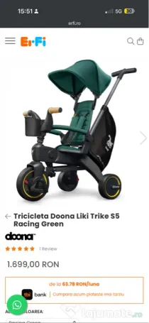 Tricicleta Doona Liki Trike S5 Racing Green