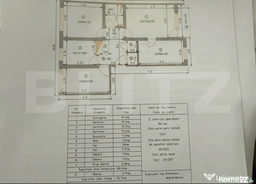 Apartament 4 camere, 69 mp, zona Aleea Trandafirilor