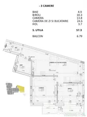 Apartament 3 camere, finisat, nZEB, Central 