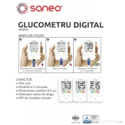 Glucometru Digital, Saneo + Lantete sterile  28G + Bandelete de testare 