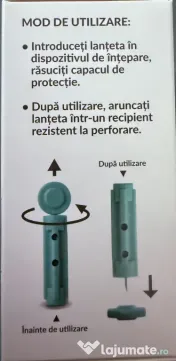 Glucometru Digital, Saneo + Lantete sterile  28G + Bandelete de testare 