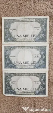 3 Bancnote 1000 lei puse in circulatie in perioada 1943,1944 