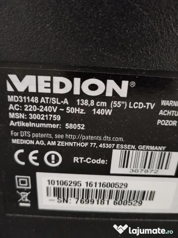 Dezmembrez medion 55" cu 17ips72 și 17mb120