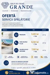 Spalatorie textile lenjerii de pat, prosoape, huse plaja, echipament