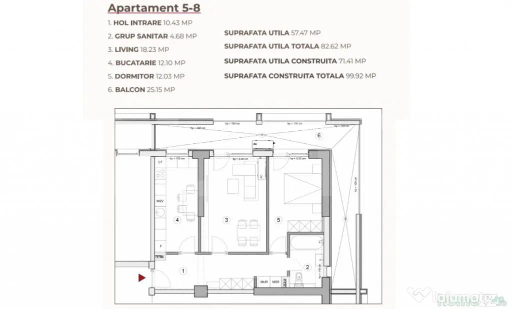 Apartament 2 camere, 82.62mp, ansamblu 0% Comision Achiziți