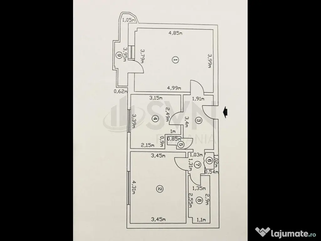 Piata Victoriei - Apartament cu 2 camere cu centrala proprie