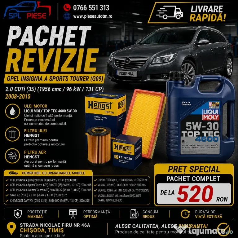 Pachet de revizie pentru Opel Insignia A Sports Tourer 2.0 CDTI 131 CP