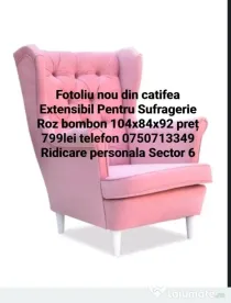 Fotoliu extensibil din catifea roz bombon