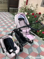 Vând cărucior 3 în 1 Krausman Combo Max Pink testat ADAC 