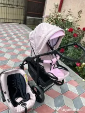 Vând cărucior 3 în 1 Krausman Combo Max Pink testat ADAC 