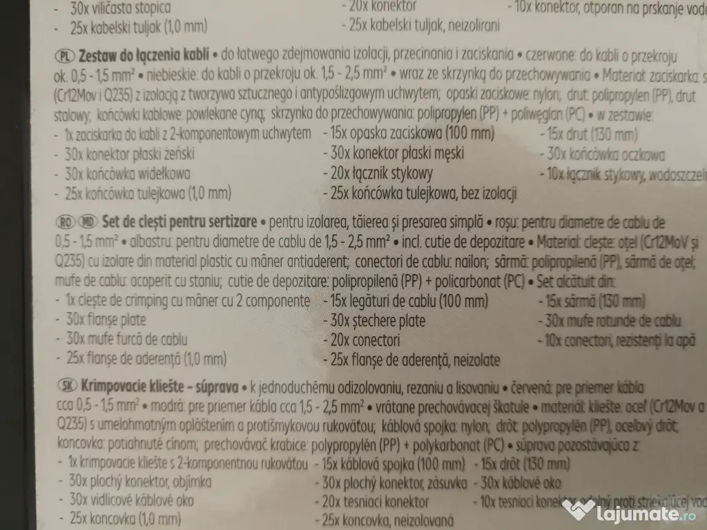 Vand set cleste pentru sertizare cu accesorii