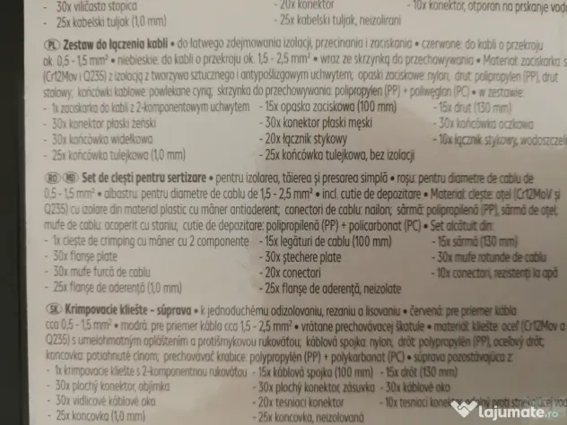 Vand set cleste pentru sertizare cu accesorii