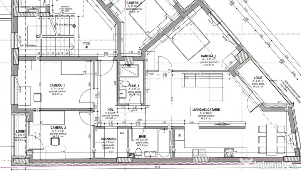 APARTAMENT DE 4 CAMERE, 98,91 MP, ETAJ INTERMEDIAR, ZONA SEM