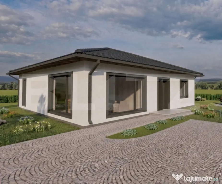 Casa Moderna pe Parter La cheie 125 mp Proiect Exclusiv