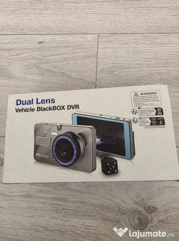 Cameră auto DVR Dual Lens Blackbox – nouă, sigilată, cu cutie