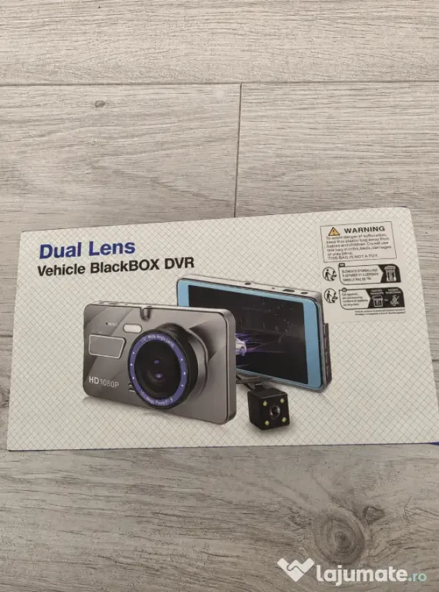 Cameră auto DVR Dual Lens Blackbox – nouă, sigilată, cu cutie