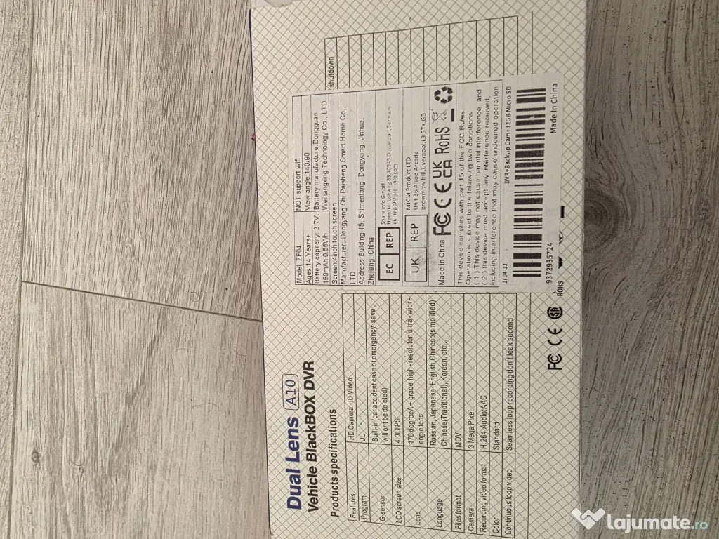 Cameră auto DVR Dual Lens Blackbox – nouă, sigilată, cu cutie
