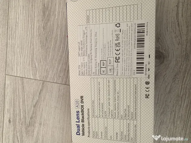 Cameră auto DVR Dual Lens Blackbox – nouă, sigilată, cu cutie