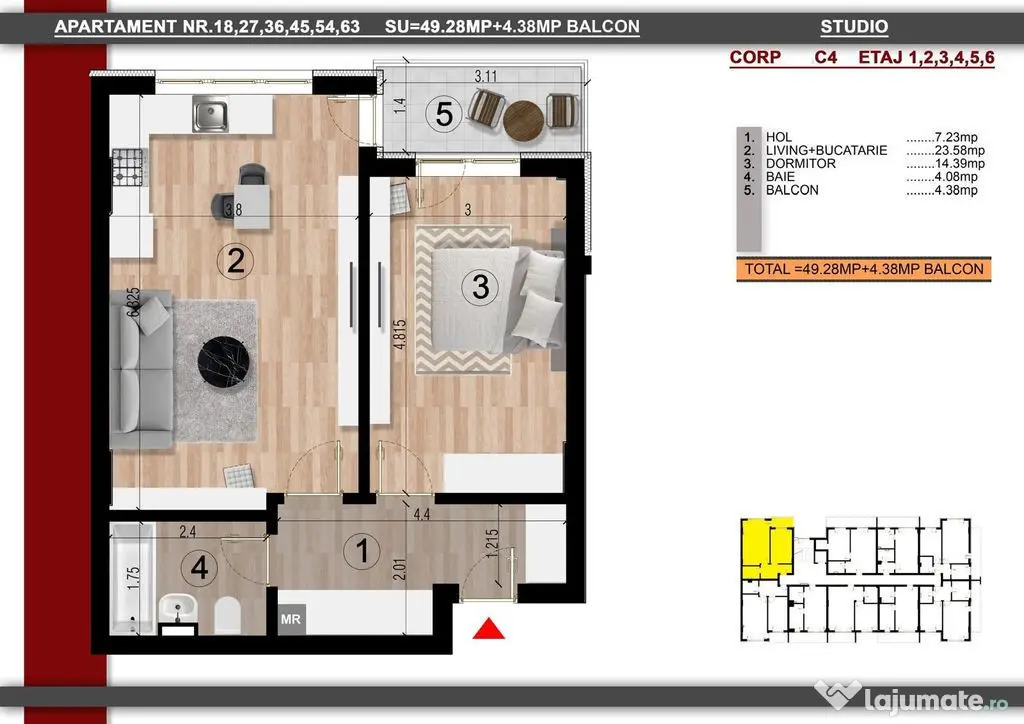 2cam studio mutare imed, 15min metrou Leonida/Berceni