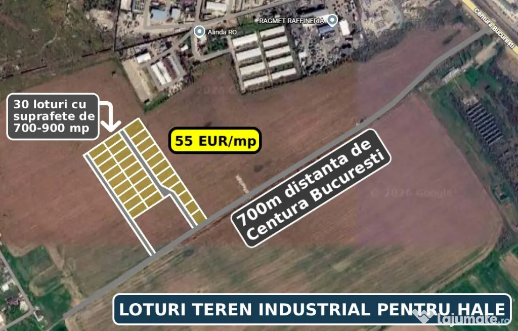 Loturi Teren Industrial Bragadiru – langa Centura București - 55EUR/mp