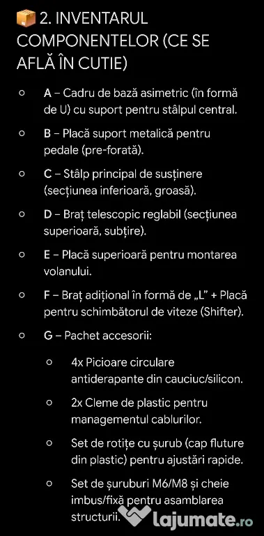 Pachet Logitech G29 (Volan + Pedale) + Suport/Stand Metalic Huzaro – Ca nou